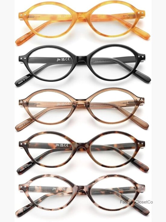 5 Pack Oval Reading Glasses Blue Light Blocking Computer Readers Spring Hinges main image 4